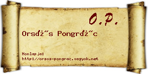 Orsós Pongrác névjegykártya